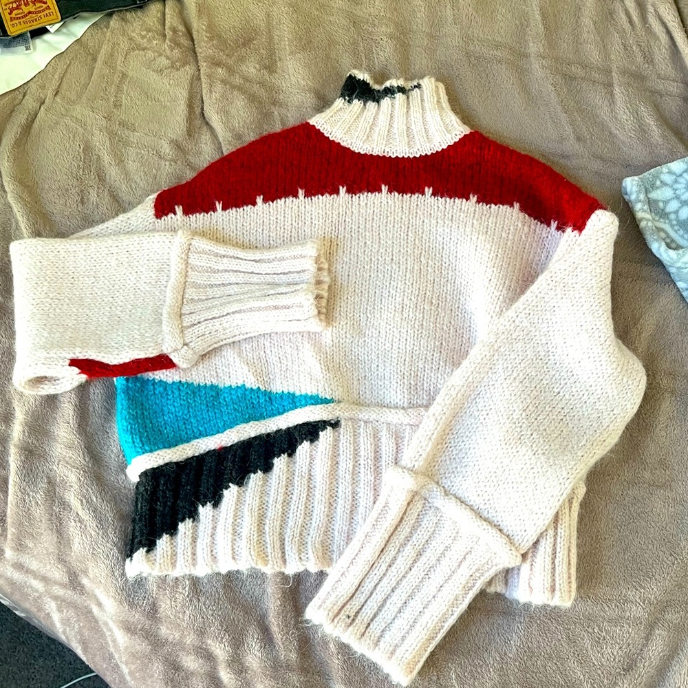 Zara multicolor turtleneck sweater NWT!